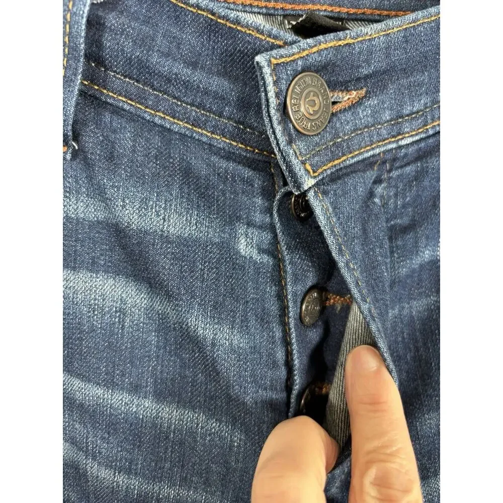 TRUE RELIGION WESTBROOK ROCCO Relaxed Skinny Leg Blue Jeans 34 X 32